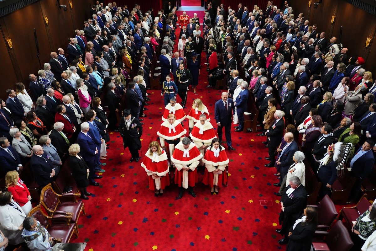 King Charles delivers soaring poetry and gristly prose in Throne Speech to giddy Senate