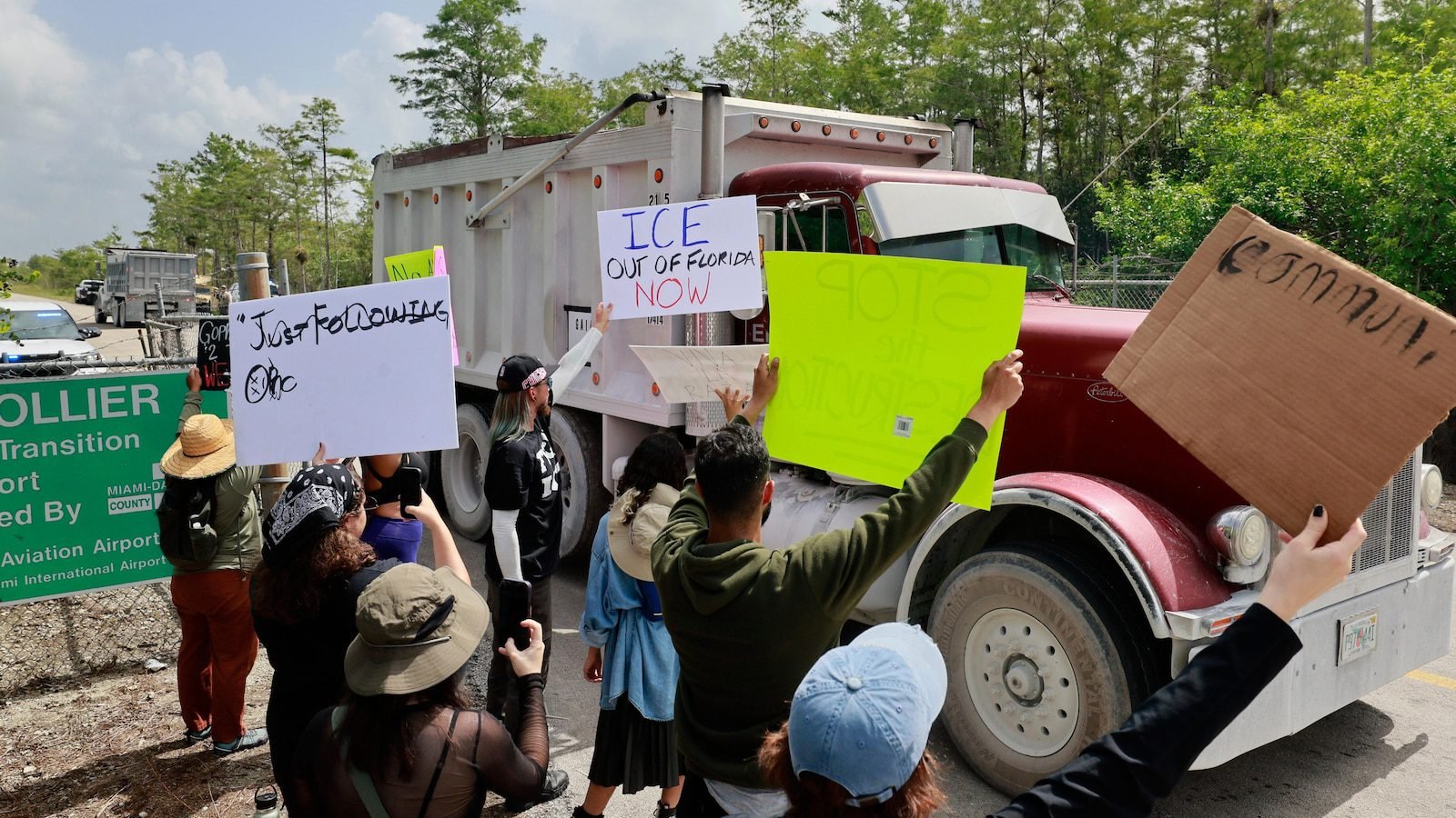 Protesters line highway in Florida Everglades to oppose 'Alligator Alcatraz'